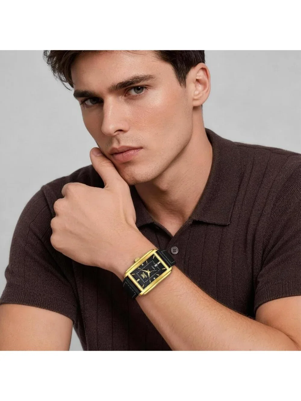 Men's Black Gold Elegant Chronograph Waterproof Luminous Easy To Read Wristwatch